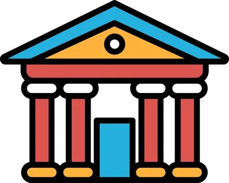 A building with columns and a dome on top In the concept of business icons Ilustración de archivo