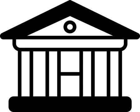 A building with columns and a dome on top In the concept of business icons Ilustración de archivo