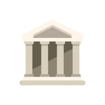 Building with columns and triangular roof symbolizing government or finance.. Ilustración de archivo