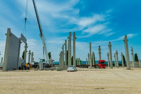Building columns on a construction site. Construction activity Stock Photos