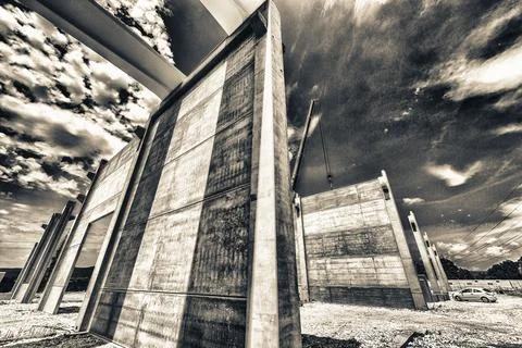 Building columns on a construction site. Construction activity Stock Photos