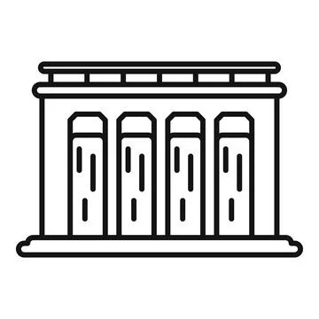 Building with columns facade thin line icon Ilustración de archivo