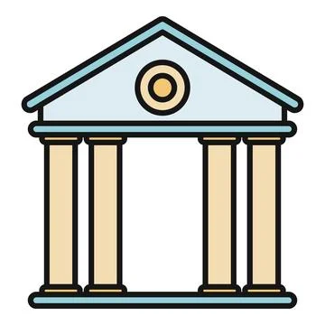 Building with columns icon representing finance and law Ilustración de archivo