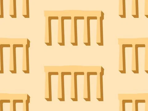Building with columns seamless pattern. Greek and Roman style architecture of Stock Illustration
