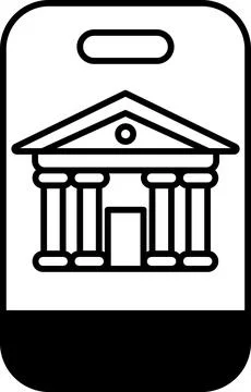 A building with columns is shown on a phone screen Ilustración de archivo