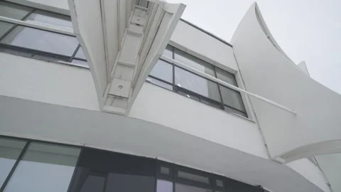 Building combines volumetric elements with muted tones Stock Footage 327808843