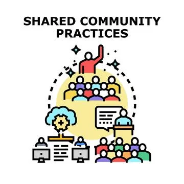 Building community, sharing knowledge, and collaborating online Stock Illustration