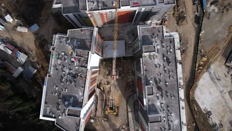 Building complex construction aerial Stock Footage 200192464