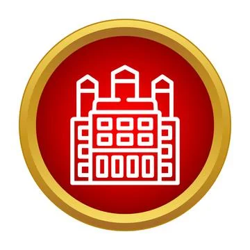 Building complex icon in red circle estate concept Stock Illustration