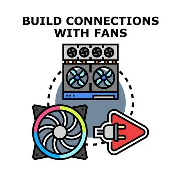 Building computer connections with cooling fans system Stockillustratie