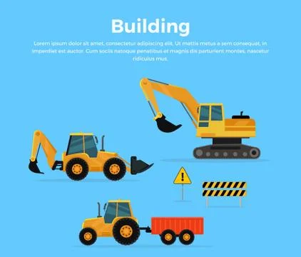 Building Concept Banner Flat Design Vector Stock Illustration
