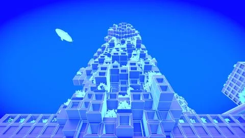 Building. concept future city skyline. Futuristic business vision concept. 3d Stock Illustration