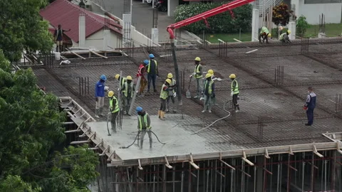 Building concrete construction men working Ghana HD Stock Footage 151126926