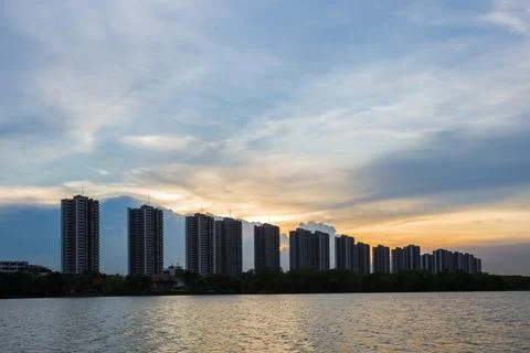 Building condo in evening. Stock Photos