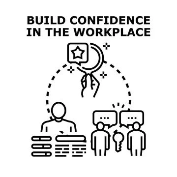 Building confidence in workplace team achieving success Stock Illustration