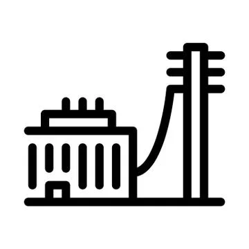 Building connected electricity post icon vector outline illustration Illustrazione stock