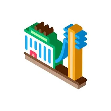 Building connected electricity post isometric icon vector illustration Ilustración de archivo