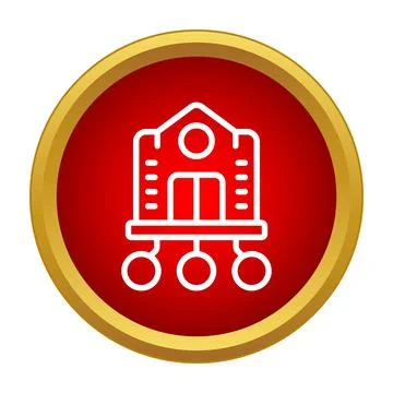 Building connecting to multiple external devices icon Illustrazione stock