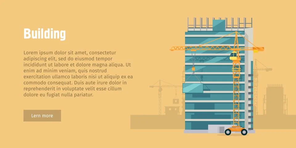 Building, Constructing New Contemporary Building Ilustração Stock