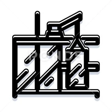Building constructing using abstract line art icon design Illustrazione stock