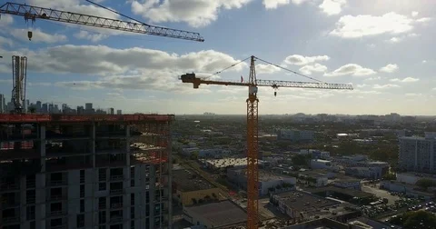Building Construction With 2 Tower Cranes With Aerial Fly Thru Stock-Footage 79447427