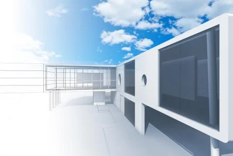 Building construction 3d rendering Ilustración de archivo