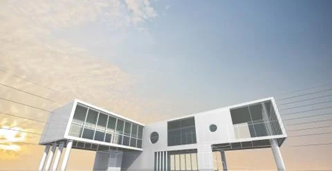 Building construction 3d rendering Ilustración de archivo