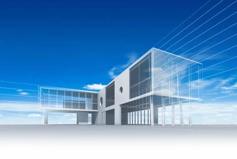 Building construction 3d rendering Ilustración de archivo