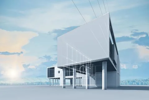 Building construction 3d rendering Ilustración de archivo