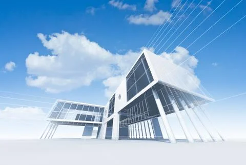 Building construction 3d rendering Ilustración de archivo