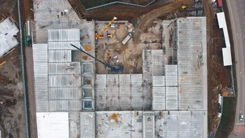 Building Construction From Above Stock Footage 168966374