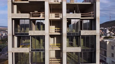 Building construction and crane vertical aerial view Stock Footage 168580999