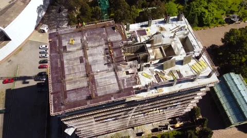 Building construction and workers aerial Stock Footage 168947086