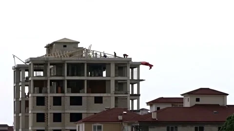 Building construction and workers, high-rise building and workers, 動画素材 157098575