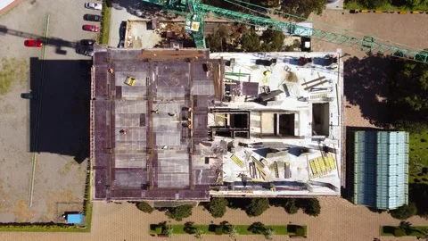Building Construction And Workers From Top Stock Footage 168950816