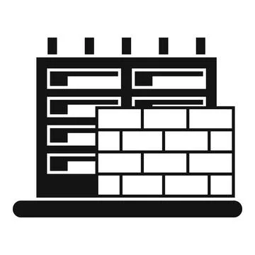 Building construction with brick wall and scaffolding silhouette Ilustración de archivo