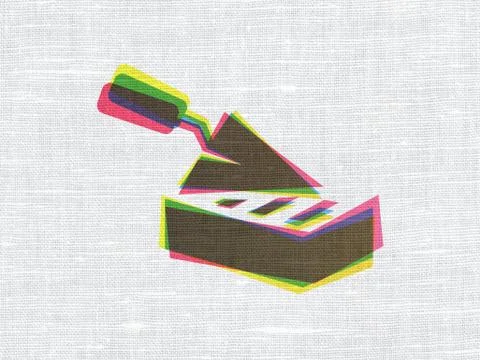 Building construction concept: Brick Wall on fabric texture background Ilustración de archivo