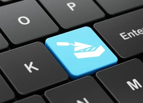 Building construction concept: Brick Wall on computer keyboard background Stock Illustration