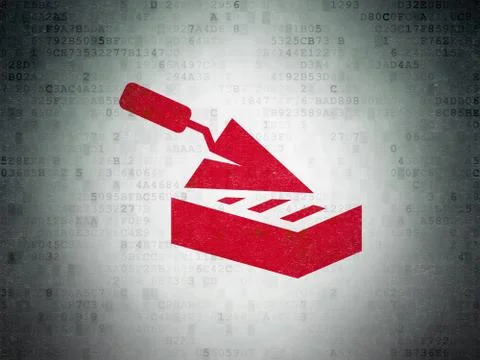 Building construction concept: Brick Wall on Digital Data Paper background Ilustración de archivo