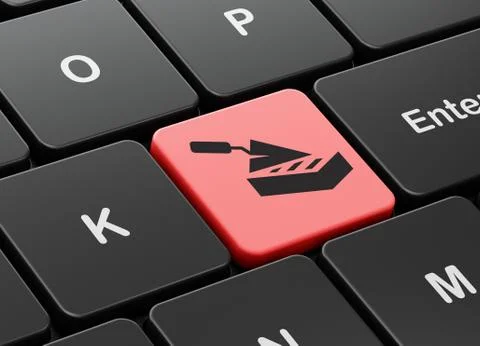 Building construction concept: Brick Wall on computer keyboard background Ilustración de archivo