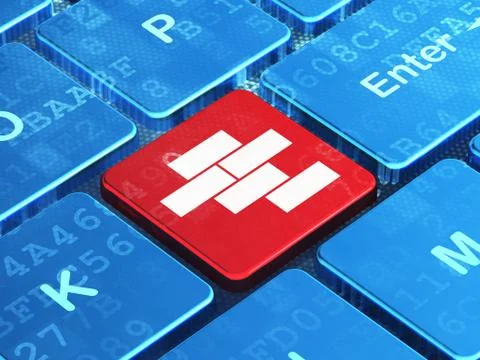 Building construction concept: Bricks on computer keyboard background イラスト素材