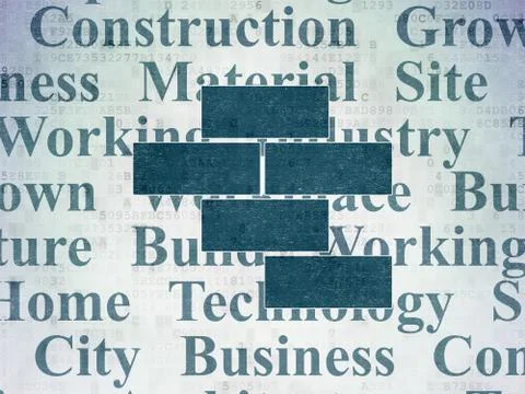 Building construction concept: Bricks on Digital Data Paper background Illustrazione stock
