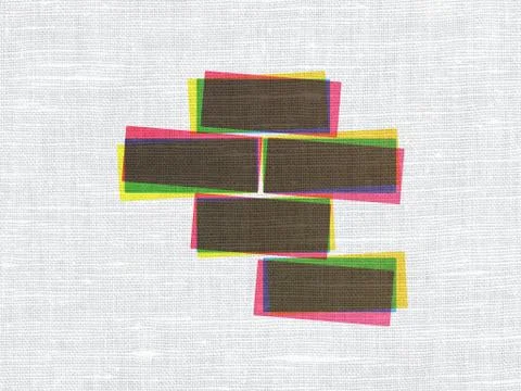 Building construction concept: Bricks on fabric texture background Ilustración de archivo