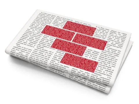 Building construction concept: Bricks on Newspaper background Ilustración de archivo