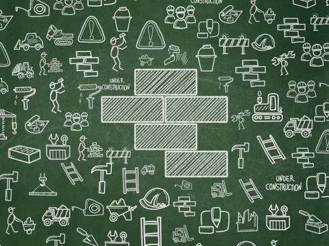 Building construction concept: Bricks on School board background Ilustración de archivo