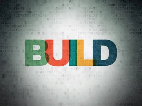Building construction concept: Build on Digital Data Paper background Ilustración de archivo