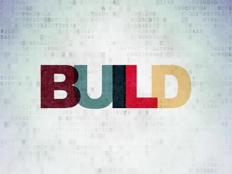 Building construction concept: Build on Digital Data Paper background Ilustración de archivo