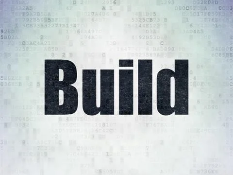 Building construction concept: Build on Digital Data Paper background Ilustración de archivo