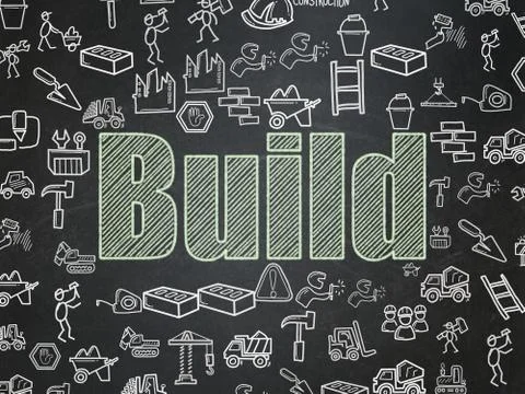 Building construction concept: Build on School board background Ilustración de archivo