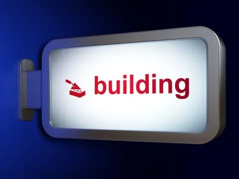 Building construction concept: Building and Brick Wall on billboard background Stock Illustration